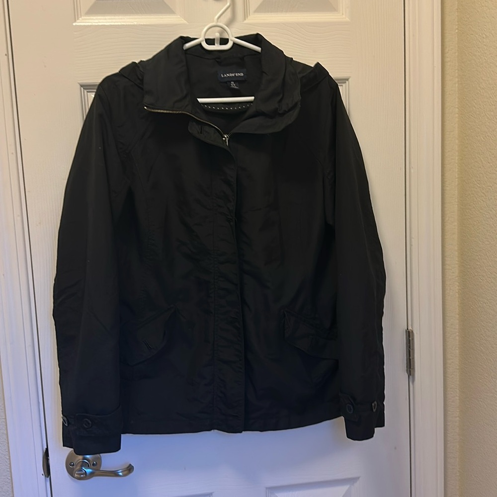 Land’s End medium black rain jacket